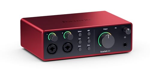 Focusrite Scarlett 4i4 4th Gen USB Audio Interface, for Musicians, Songwriters, Guitarists, Content Creators — High-Fidelity, Studio Quality Recording, and All the Software You Need to Record