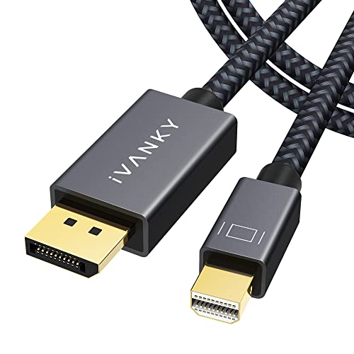 4K Mini DisplayPort to DisplayPort Cable 6.6ft, iVANKY Bi-Directional Mini DP to DP Cable (DP to Mini DP) 4K@60Hz, 2K@144Hz, Thunderbolt to DisplayPort, Aluminum Shell, Gold-Plated Braided for MacBook