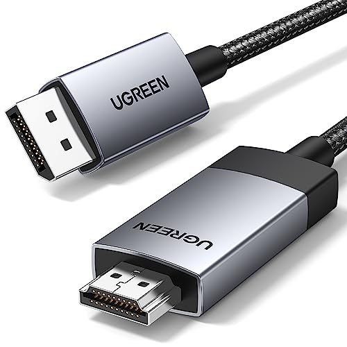 UGREEN 4K@60Hz DisplayPort to HDMI Cable HDR Active DP 1.2 to HDMI 2.0 Cord Aluminum Braided Uni-Directional Display Port to HDMI Converter 6.6FT Compatible with Monitor, Projector, Dell, Lenovo, HP