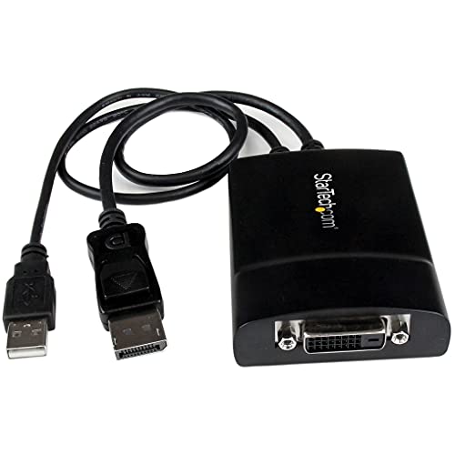 StarTech.com DisplayPort to DVI Dual Link Active Adapter - DisplayPort to DVI-D Adapter Video Converter 2560x1600 60Hz - DP 1.2 to DVI Monitor - USB Powered - Latching DP Connector (DP2DVID2)