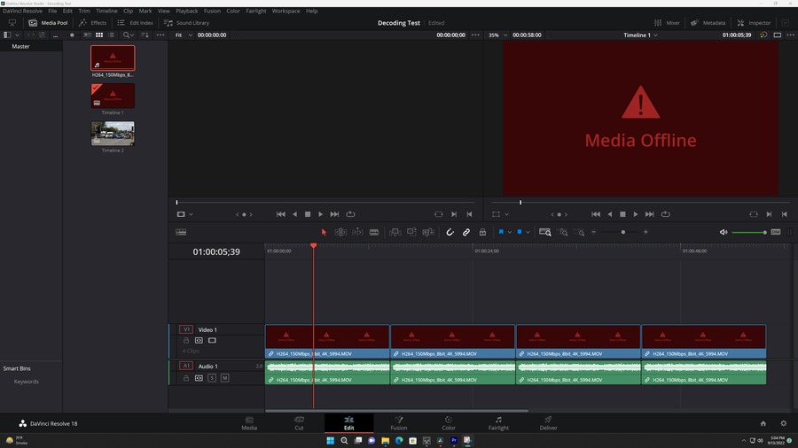 AMD Ryzen 7000 series iGPU decoding error in DaVinci Resolve Media Offline